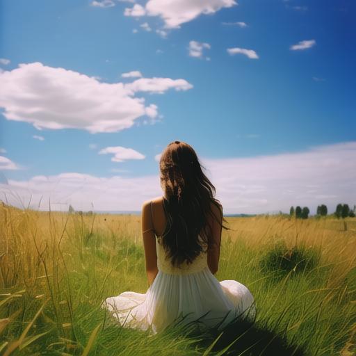 插我一区二区在线观看草原上的美女背影_自然风景_图库_素材_回车素材