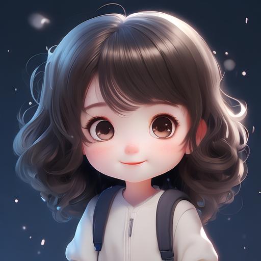 可爱女生头像少女心aiai绘画创作ai绘画卷发笑容